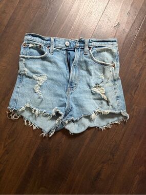 Abercrombie & Fitch Light Blue Distressed Denim Shorts
